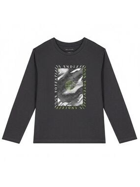 Size 8 Boys Mayoral Dark Gray Long Sleeve Tee with Lime Highlights